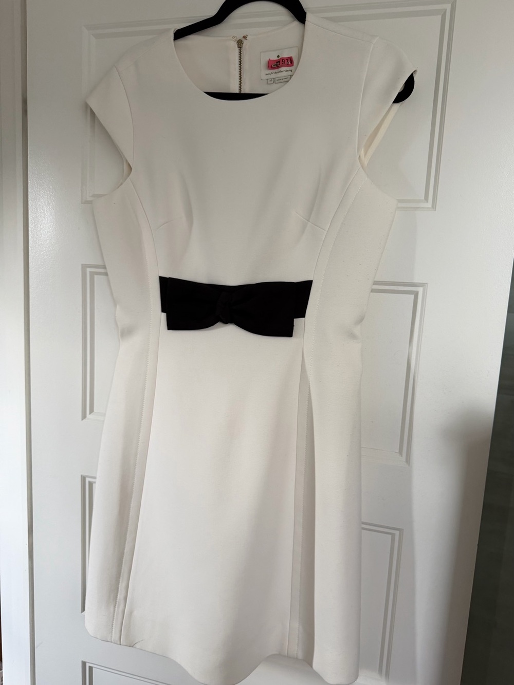 kate spade White Fit-and-Flare Mini Dress with Black Bow